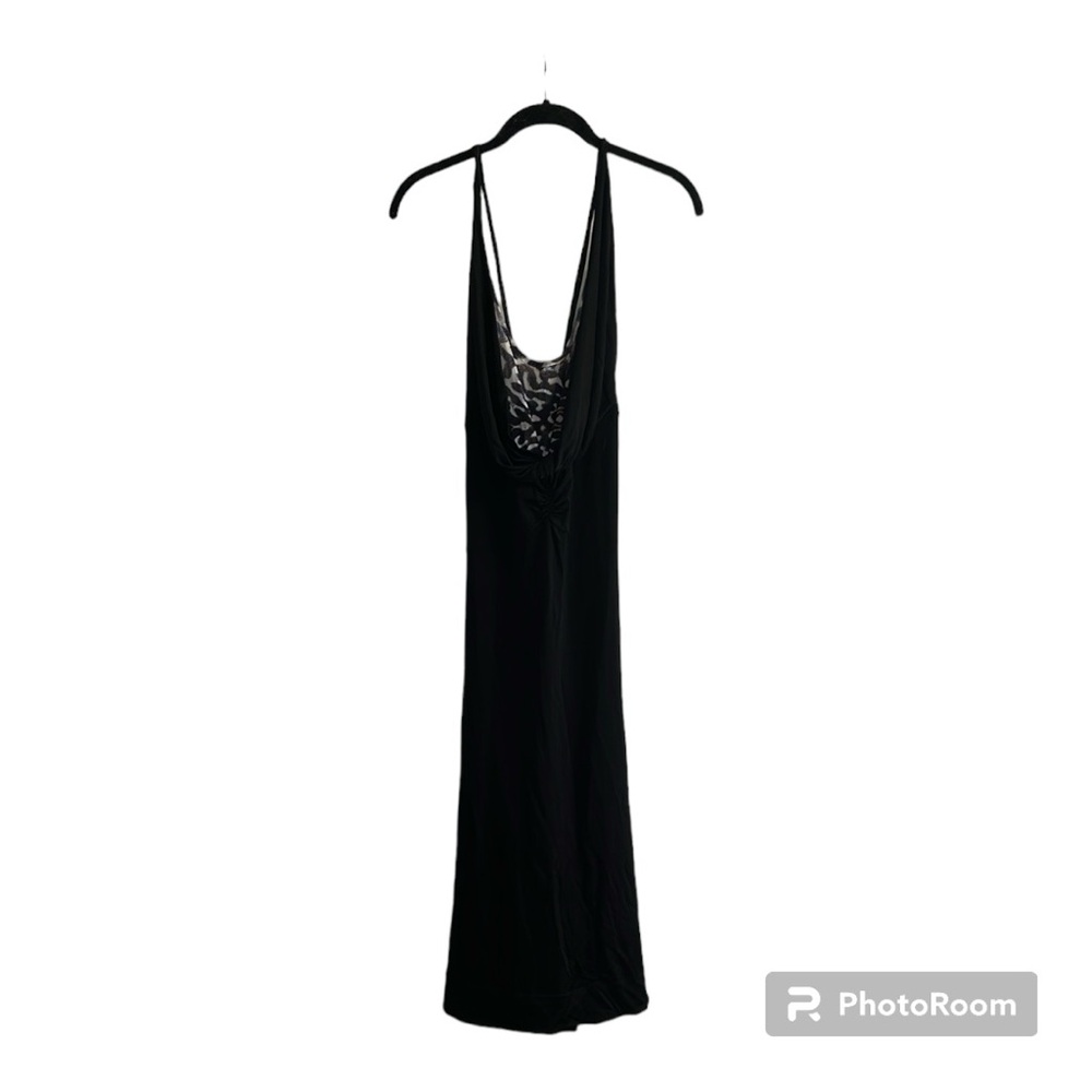 Just Cavalli black leopard print scoop neck midi dress